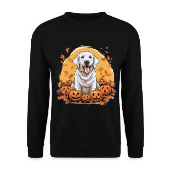 Labrador Retriever Dog Breed Pet Halloween Pumpkin - Unisex Pullover - Schwarz - Vorne - Alina (178cm) & Michal (187cm)