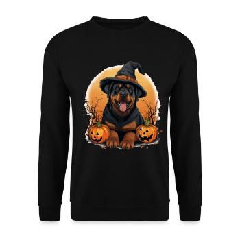 Rottweiler Rottie Dog Breed Pet Halloween Pumpkins - Unisex Sweatshirt - black - Front - Alina (178cm) & Michal (187cm)