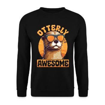 Otter Animal Kids & Adult - Otterly Awesome - Unisex Pullover - Schwarz - Vorne - Alina (178cm) & Michal (187cm)