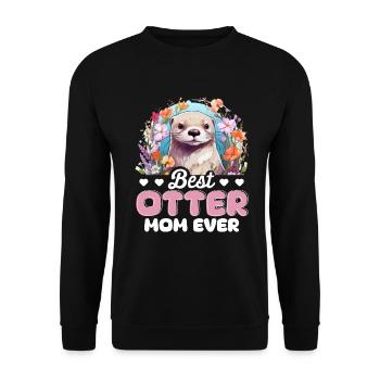 Otter Animal Kids & Adult - Best Otter Mom ever - Unisex Sweatshirt - black - Front - Alina (178cm) & Michal (187cm)