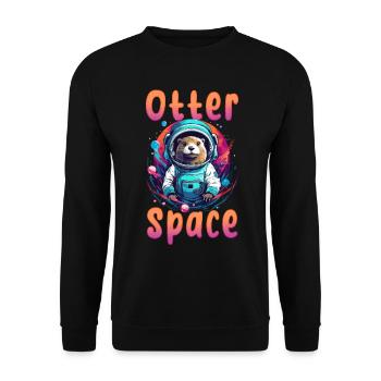 Otter Animal Kids & Adult - Otter Space - Unisex Pullover - Schwarz - Vorne - Alina (178cm) & Michal (187cm)