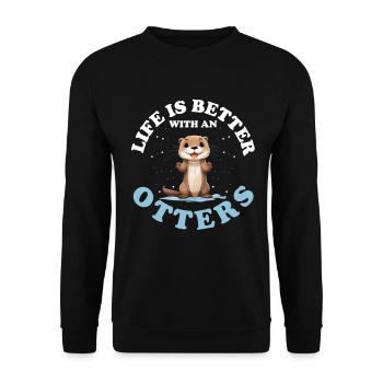 Otter Animal Kids & Adult - Unisex Sweatshirt - black - Front - Alina (178cm) & Michal (187cm)