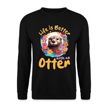 Otter Animal Kids & Adult - Unisex Sweatshirt - black - Front - Alina (178cm) & Michal (187cm)