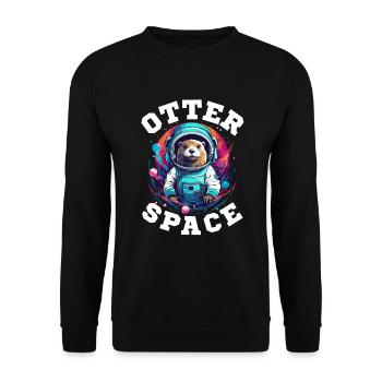 Otter Animal Kids & Adult - Otter Space - Unisex Pullover - Schwarz - Vorne - Alina (178cm) & Michal (187cm)