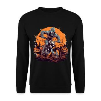 Halloween Mummy Reaper sur une Dirtbike Motocross MX - Sweat-shirt Unisexe - noir - Devant - Alina (178cm) & Michal (187cm)