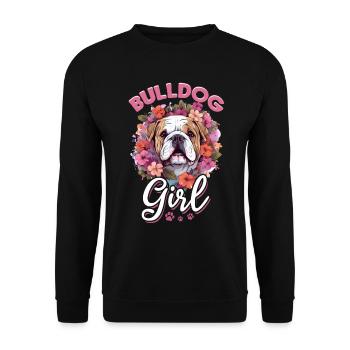 Amateur de bouledogue anglais britannique - Bulldog Girl - Sweat-shirt Unisexe - noir - Devant - Alina (178cm) & Michal (187cm)
