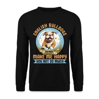 British Bulldog love English Bulldog make me happy - Unisex Sweatshirt - black - Front - Alina (178cm) & Michal (187cm)