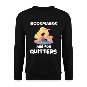 Bookmarks are for quitters - Unisex Pullover - Schwarz - Vorne - Alina (178cm) & Michal (187cm)