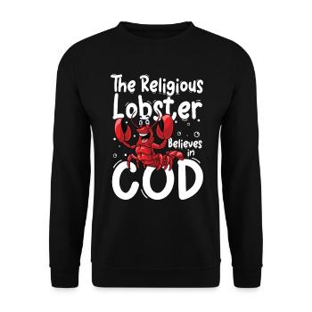 The Religions Lobster Believes In God - Unisex Pullover - Schwarz - Vorne - Alina (178cm) & Michal (187cm)