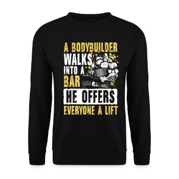 A Bodybuilder Walks Into A Bar - Unisex Pullover - Schwarz - Vorne - Alina (178cm) & Michal (187cm)