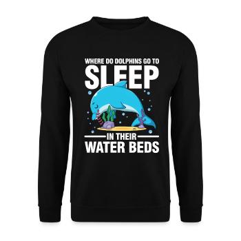Dolphins Got To Sleep In Their Water Beds - Unisex Pullover - Schwarz - Vorne - Alina (178cm) & Michal (187cm)