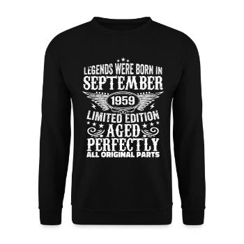 Septembre 1959 Anniversaire Septembre 1959 Septembre - Sweat-shirt Unisexe - noir - Devant - Alina (178cm) & Michal (187cm)