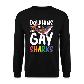 Dolphins Are Just Gay Sharks - Unisex Pullover - Schwarz - Vorne - Alina (178cm) & Michal (187cm)
