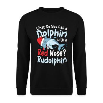 Dolphin With A Rd Nose Rudolphin - Unisex Pullover - Schwarz - Vorne - Alina (178cm) & Michal (187cm)