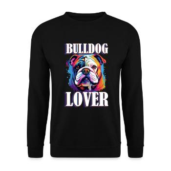 British English Bulldog lover - Bulldog lover - Unisex Sweatshirt - black - Front - Alina (178cm) & Michal (187cm)