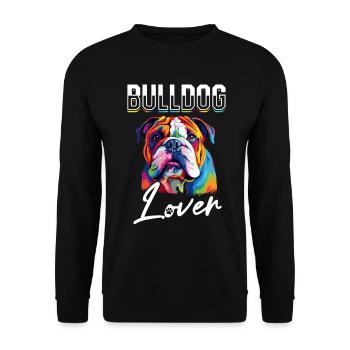 British English Bulldog lover - Bulldog lover - Unisex Sweatshirt - black - Front - Alina (178cm) & Michal (187cm)