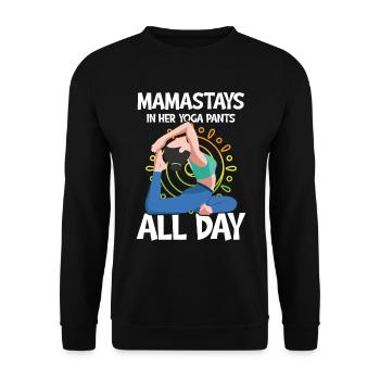 Mamastays In Her Yoga Pants All Day - Unisex Pullover - Schwarz - Vorne - Alina (178cm) & Michal (187cm)