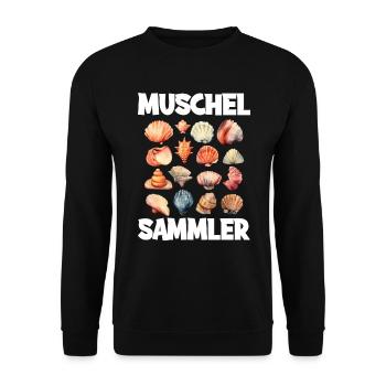 Muschel Sammler für Muschel Fan - Unisex Pullover - Schwarz - Vorne - Alina (178cm) & Michal (187cm)