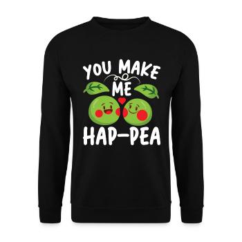 You Make Me Hap-pea - Unisex Pullover - Schwarz - Vorne - Alina (178cm) & Michal (187cm)