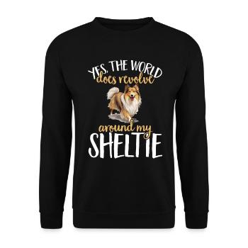 Shetland Chien de berger Sheltie - Sweat-shirt Unisexe - noir - Devant - Alina (178cm) & Michal (187cm)