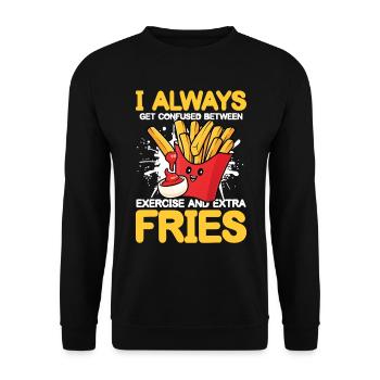 Exercise And Extra Fries Calisthenics - Unisex Pullover - Schwarz - Vorne - Alina (178cm) & Michal (187cm)