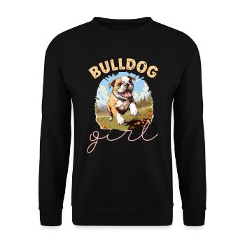 Amateur de bouledogue anglais britannique - Bulldog Girl - Sweat-shirt Unisexe - noir - Devant - Alina (178cm) & Michal (187cm)