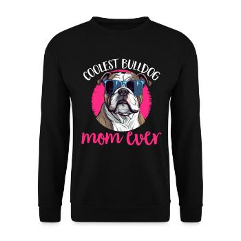 British English Bulldog lover Coolest Bulldog Mom - Unisex Pullover - Schwarz - Vorne - Alina (178cm) & Michal (187cm)