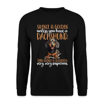 Dachshund badger wiener sausage dog Silence - Unisex Pullover - Schwarz - Vorne - Alina (178cm) & Michal (187cm)
