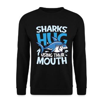 Sharks Hug Using Their Mouth - Unisex Pullover - Schwarz - Vorne - Alina (178cm) & Michal (187cm)