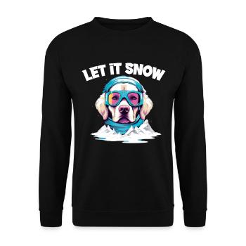 Hund mit Skibrille Schnee Schneefall für eine - Unisex Pullover - Schwarz - Vorne - Alina (178cm) & Michal (187cm)