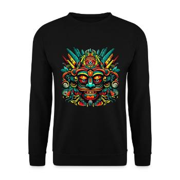 Tiki Kultur Maori Maske für einen Tkik Fans - Unisex Pullover - Schwarz - Vorne - Alina (178cm) & Michal (187cm)