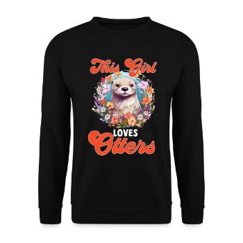 Otter Animal Kids & Adult - This Girl loves Otters - Unisex Sweatshirt - black - Front - Alina (178cm) & Michal (187cm)