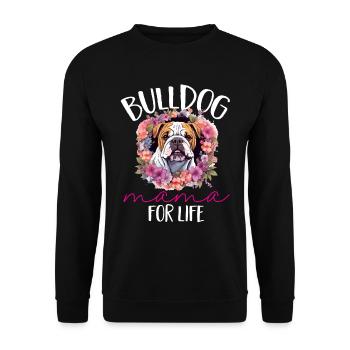 British English Bulldog lover - Bulldog Mama for - Unisex Sweatshirt - black - Front - Alina (178cm) & Michal (187cm)
