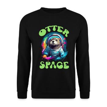 Otter Animal Kids & Adult - Otter Space - Unisex Pullover - Schwarz - Vorne - Alina (178cm) & Michal (187cm)