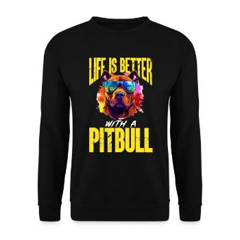 Pitbull Pittie - Life Is Better With A Pitbull - Unisex Sweatshirt - black - Front - Alina (178cm) & Michal (187cm)