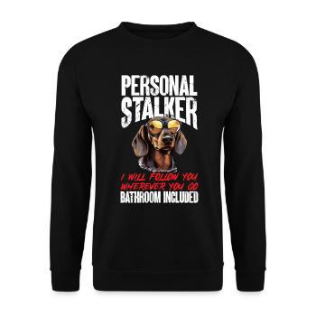 Dachshund wiener sausage dog Personal stalker - Unisex Sweatshirt - black - Front - Alina (178cm) & Michal (187cm)