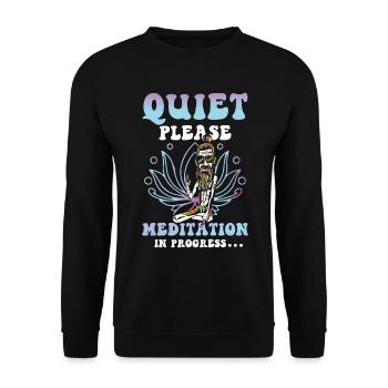 Quiet Please Meditation In Progress - Unisex Pullover - Schwarz - Vorne - Alina (178cm) & Michal (187cm)
