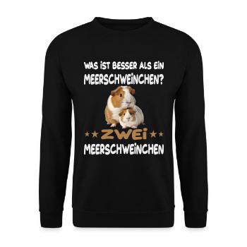Was ist besser als ein Meerschweinchen - Unisex Pullover - Schwarz - Vorne - Alina (178cm) & Michal (187cm)
