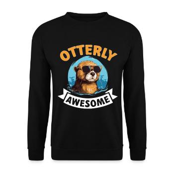 Otter Animal Kids & Adult - Otterly Awesome - Unisex Pullover - Schwarz - Vorne - Alina (178cm) & Michal (187cm)