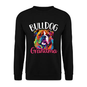 Amateur de bouledogue anglais britannique - Bulldog Grandma - Sweat-shirt Unisexe - noir - Devant - Alina (178cm) & Michal (187cm)