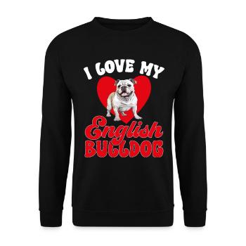 British English Bulldog lover - I Love my Bulldog - Unisex Sweatshirt - black - Front - Alina (178cm) & Michal (187cm)