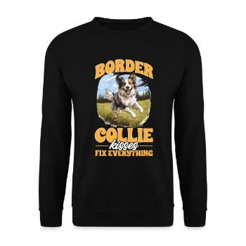 Border Collie Dog - Les baisers de Collie réparent tout - Sweat-shirt Unisexe - noir - Devant - Alina (178cm) & Michal (187cm)