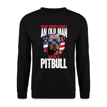 Pittie Never Underestimate Old Man with a Pitbull - Unisex Sweatshirt - black - Front - Alina (178cm) & Michal (187cm)