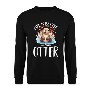 Otter Animal - Life Is Better With An Otter - Unisex Sweatshirt - black - Front - Alina (178cm) & Michal (187cm)