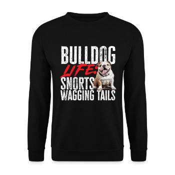 Amateur de bouledogue anglais britannique Bulldog Life Snorts - Sweat-shirt Unisexe - noir - Devant - Alina (178cm) & Michal (187cm)