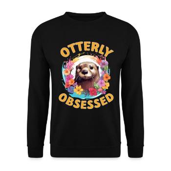 Otter Animal Kids & Adult - Otterly obsessed - Unisex Pullover - Schwarz - Vorne - Alina (178cm) & Michal (187cm)
