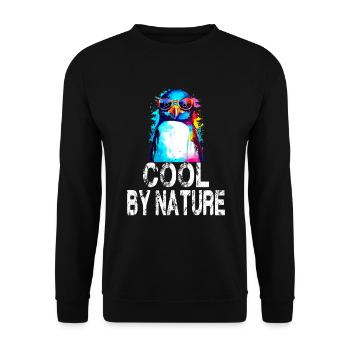 Pinguin Cool By Nature für Pinguin Fan - Unisex Pullover - Schwarz - Vorne - Alina (178cm) & Michal (187cm)