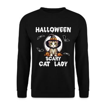 Pumpkin Katze Kürbis Halloween Katzen - Unisex Pullover - Schwarz - Vorne - Alina (178cm) & Michal (187cm)