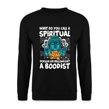 Spiritual Person Halloween BOOdist - Unisex Pullover - Schwarz - Vorne - Alina (178cm) & Michal (187cm)