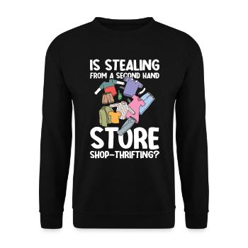 Lustiger Sparsamkeit Wiederverwenden Spruch für - Unisex Pullover - Schwarz - Vorne - Alina (178cm) & Michal (187cm)